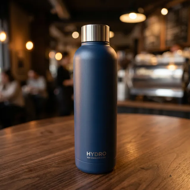 Water bottle rendered in the Café scene