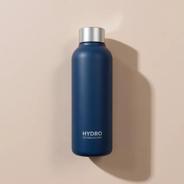 Water bottle rendered in the Flat Lay scene