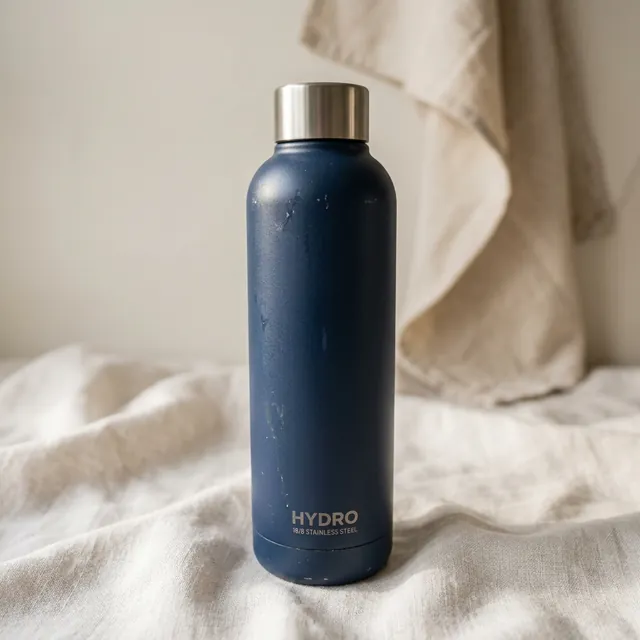 Water bottle rendered in the Linen scene