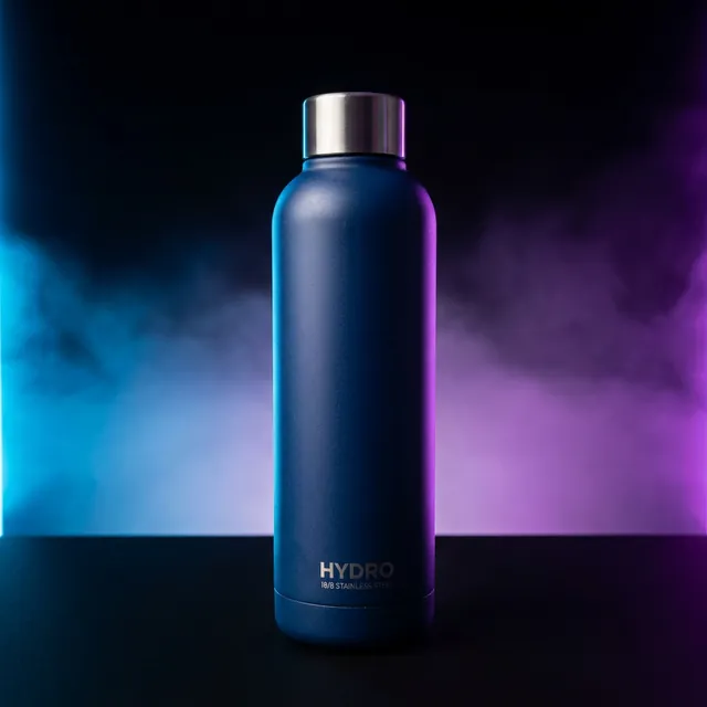 Water bottle rendered in the Neon Dark scene